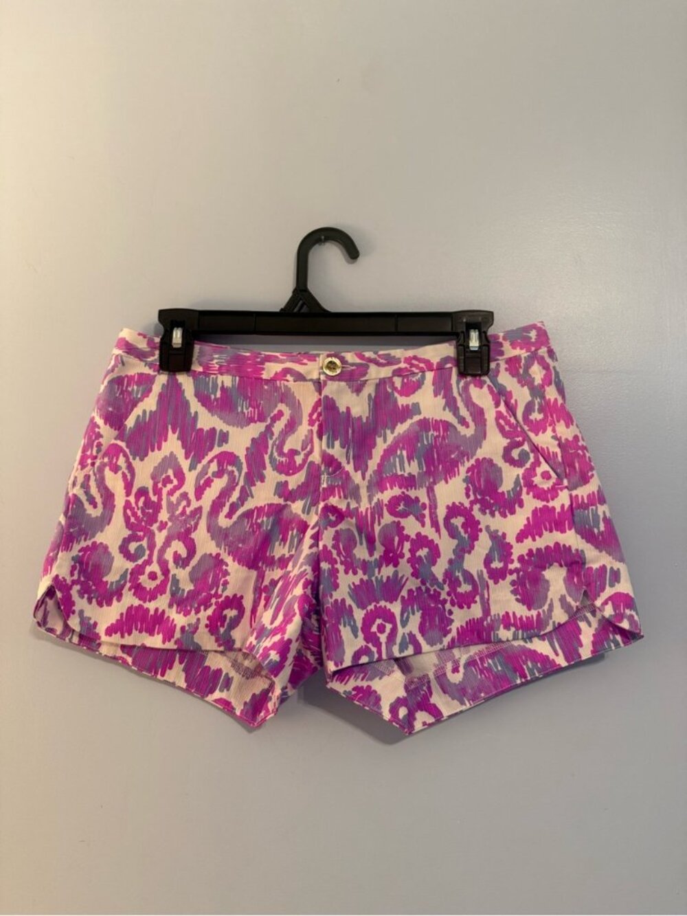 💜 Lilly Pulitzer Hidden Flamingo Shorts Sz 2 Purple Pink EUC Beach Golf Lake 🦩